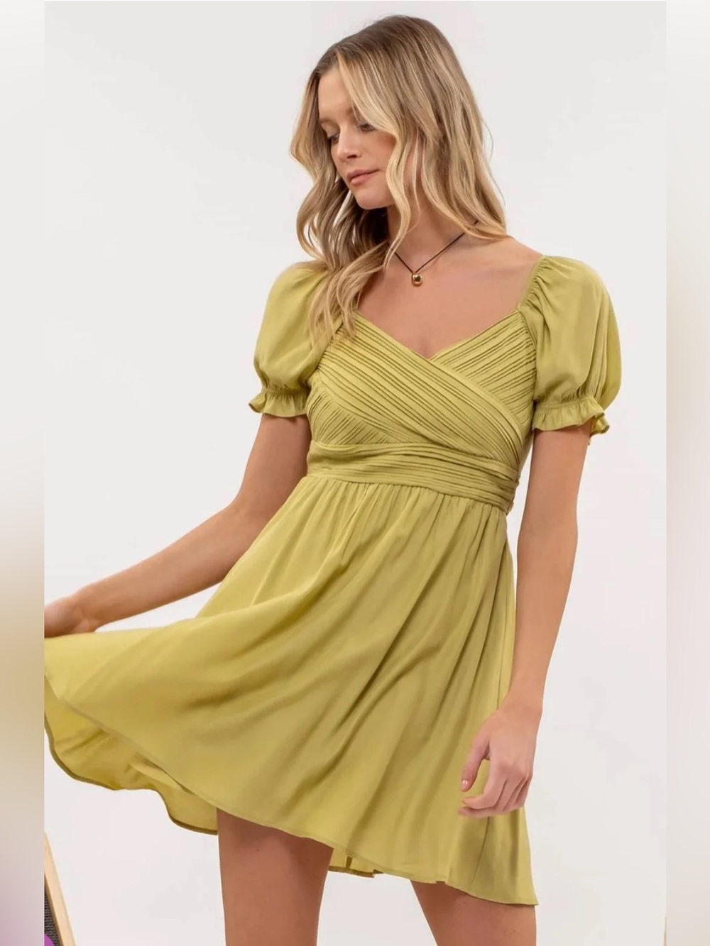 Kiwi pleated tie back dress